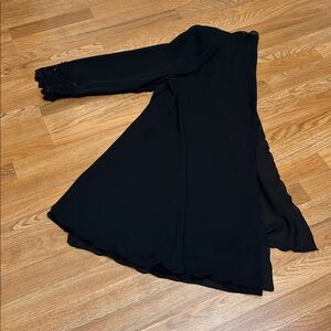 Vintage 1990’s elegant black semi-sheer long sleeve open jacket. Size 18W.